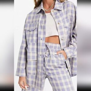 Topshop plaid shacket in lilac